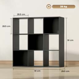 Rackhams 9 Cube Storage Unit Cabinet Bookcase Display Shelves, Black - Light Grey - thumbnail 6