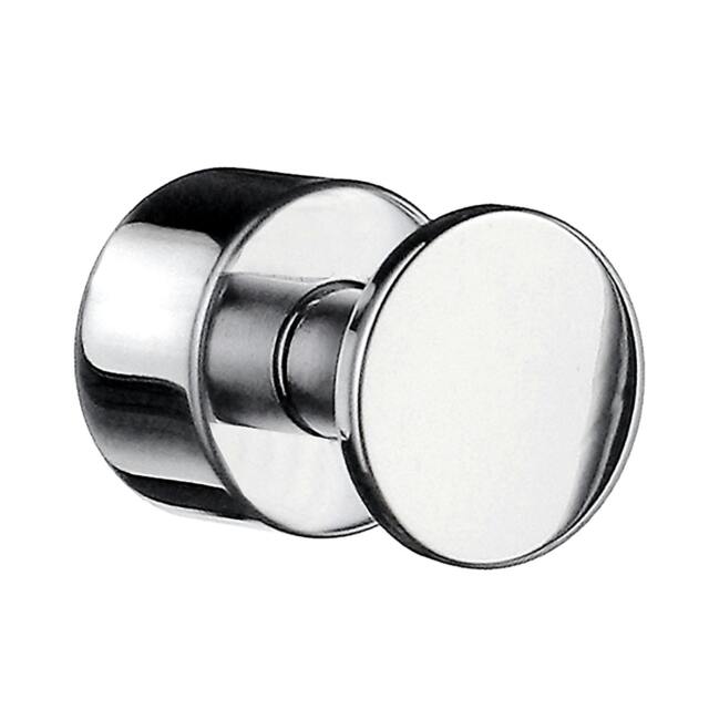 Rackhams Pair of Polished Chrome Towel Hooks (19mm) Wall Mounted Bathroom Storage Round Robe Hooks Clothes Hanger Coat Peg - image 1
