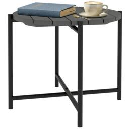 Rackhams 54 cm Round Garden Table, Slatted Wood Top Outdoor Table, Dark Grey - 1 - 54W x 54D x 45.5H cm - 54 - thumbnail 2