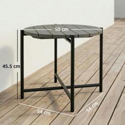 Rackhams 54 cm Round Garden Table, Slatted Wood Top Outdoor Table, Dark Grey - 1 - 54W x 54D x 45.5H cm - 54 - thumbnail 3