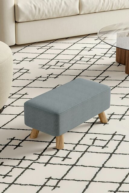 Rackhams 57cm W Rectangular Tofu-shaped Footstool - Grey - image 1