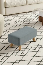 Rackhams 57cm W Rectangular Tofu-shaped Footstool - Grey - thumbnail 1