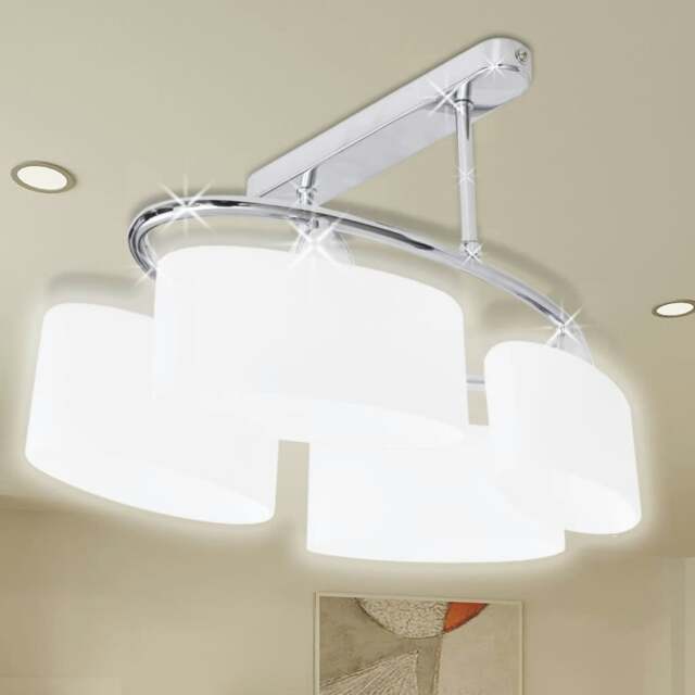 Rackhams Ceiling Lamp with Ellipsoid Glass Shades for 4 E14 Bulbs