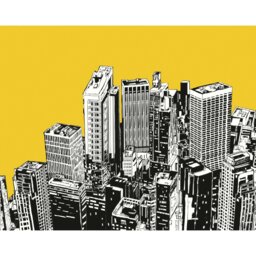 Rackhams Urban City Skyscrapers Wall Mural - Yellow - Large - W350cm x H280cm - thumbnail 2