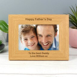 Rackhams Personalised Short Message 6x4 Landscape Oak Finish Photo Frame