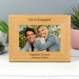 Rackhams Personalised Short Message 6x4 Landscape Oak Finish Photo Frame - thumbnail 2