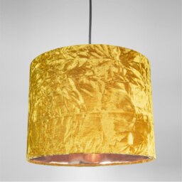 "Rackhams Modern Ochre Crushed Velvet 8"" Table/Pendant Lampshade with Shiny Copper Inner" - thumbnail 2
