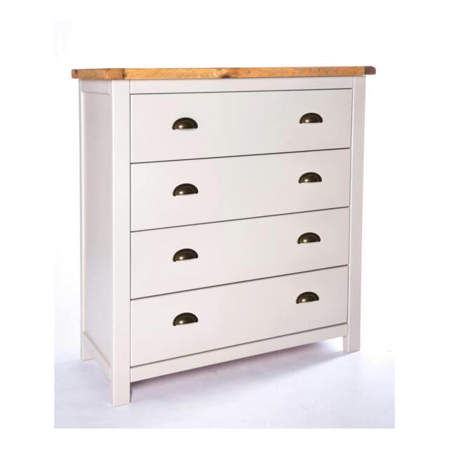 Rackhams Argenta 4 Drawer Chest of Drawers Brass Cup Handle - Light Grey - image 1