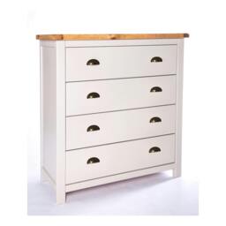 Rackhams Argenta 4 Drawer Chest of Drawers Brass Cup Handle - Light Grey - thumbnail 1