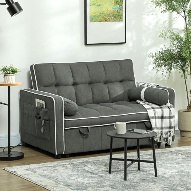 Rackhams 2 Seater Pull Out Sofa Bed with Adjustable Backrest - Charcoal grey - image 1