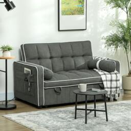 Rackhams 2 Seater Pull Out Sofa Bed with Adjustable Backrest - Charcoal grey - thumbnail 1