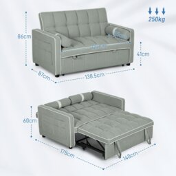 Rackhams 2 Seater Pull Out Sofa Bed with Adjustable Backrest - Charcoal grey - thumbnail 4