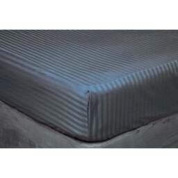 Rackhams Hotel Suite Stripe Fitted Sheet - Charcoal - Double - Charcoal - 100% Cotton - thumbnail 1