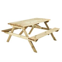 Rackhams Alma Wooden Picnic Table 5ft 6 Person Outdoor Dining Bench Garden Table - thumbnail 3