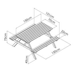 Rackhams Alma Wooden Picnic Table 5ft 6 Person Outdoor Dining Bench Garden Table - thumbnail 2