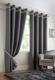 Rackhams Palace Diamante Ring Top Blackout Curtains - Silver - 168cm width x 137cm drop - thumbnail 1