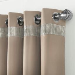 Rackhams Palace Diamante Ring Top Blackout Curtains - Silver - 168cm width x 137cm drop - thumbnail 4