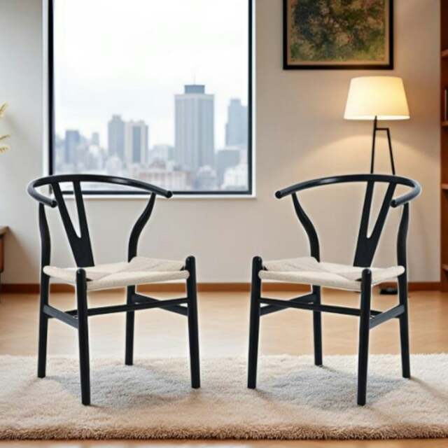 Rackhams Dining Chairs Set of 2, Kitchen Chairs Dining Room Lounge Reception Chairs with Study Legs for Living Room Bedroom - Fully Assembled - Black - image 1