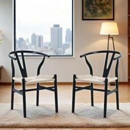 Rackhams Dining Chairs Set of 2, Kitchen Chairs Dining Room Lounge Reception Chairs with Study Legs for Living Room Bedroom - Fully Assembled - Black - thumbnail 1