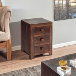 Rackhams Mary Mango Wood 3 Drawer Bedside Table - Wood - 1 - 42X40X62CM WXDXH - thumbnail 3