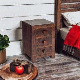 Rackhams Mary Mango Wood 3 Drawer Bedside Table - Wood - 1 - 42X40X62CM WXDXH - thumbnail 4