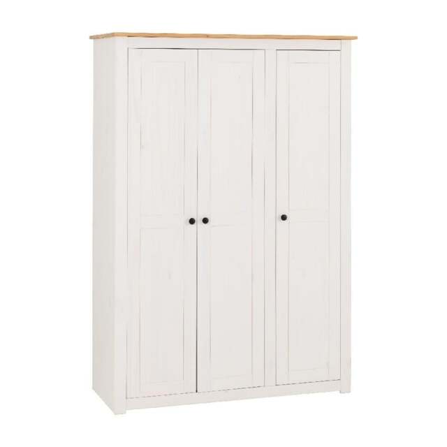 Rackhams Panama 3 Door Triple Wardrobe - White and Mexican Pine - image 1