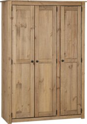 Rackhams Panama 3 Door Triple Wardrobe - White and Mexican Pine - thumbnail 2