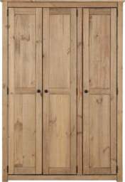 Rackhams Panama 3 Door Triple Wardrobe - White and Mexican Pine - thumbnail 5
