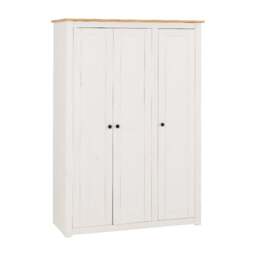 Rackhams Panama 3 Door Triple Wardrobe - White and Mexican Pine - thumbnail 1
