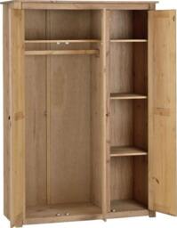 Rackhams Panama 3 Door Triple Wardrobe - White and Mexican Pine - thumbnail 3