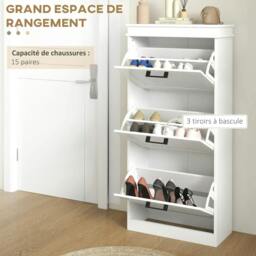 Rackhams Three-Drawer Minimalistic Shoe Storage Cabinet, for 15 Shoes - thumbnail 4