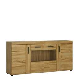 Rackhams Cortina 4 door wide glazed sideboard in Grandson Oak - Brown - 185.1 - 1