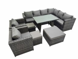 Rackhams Rattan garden furniture Patio Furniture Sets with Dining Table 3 Stools 2 Chair Dark Grey Mixed - thumbnail 1