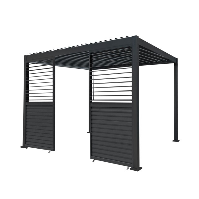Rackhams Anthracite Aluminium Pergola With 2 x Shutter Panels - 3m x 3m - image 1