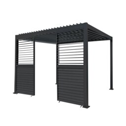Rackhams Anthracite Aluminium Pergola With 2 x Shutter Panels - 3m x 3m - thumbnail 1