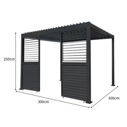 Rackhams Anthracite Aluminium Pergola With 2 x Shutter Panels - 3m x 3m - thumbnail 5