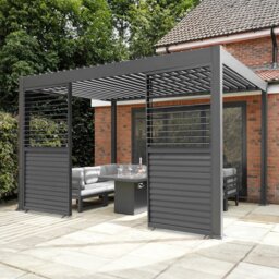 Rackhams Anthracite Aluminium Pergola With 2 x Shutter Panels - 3m x 3m - thumbnail 4
