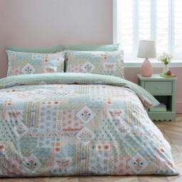 Rackhams Folk Patchwork Green Duvet Cover Set - King - thumbnail 2