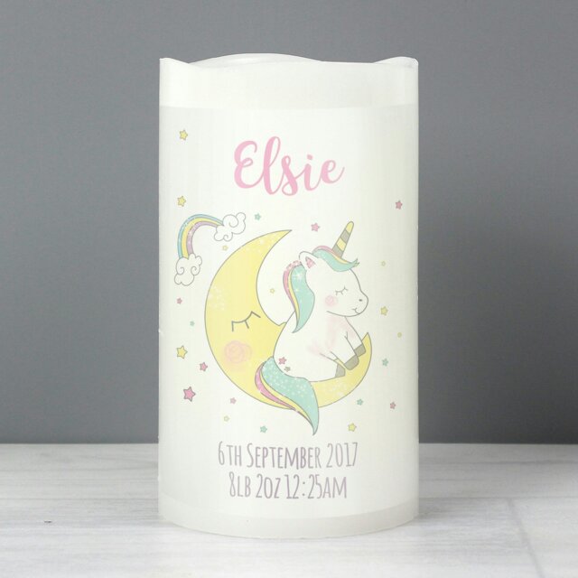 Rackhams Personalised Baby Unicorn Nightlight LED Candle - image 1