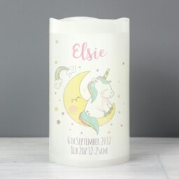 Rackhams Personalised Baby Unicorn Nightlight LED Candle - thumbnail 1