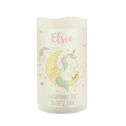 Rackhams Personalised Baby Unicorn Nightlight LED Candle - thumbnail 2