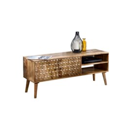 Rackhams Zenon Light Mango Wood TV Stand with 2 Doors & 2 Shelves - 120 cm - 45 cm - Wood - thumbnail 2