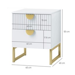 Rackhams Bedside Table with 2 Drawers for Bedroom, Living Room, White - White - thumbnail 5