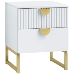Rackhams Bedside Table with 2 Drawers for Bedroom, Living Room, White - White - thumbnail 2
