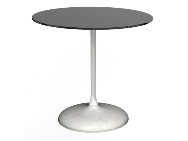 Rackhams Swan Circular Dining Table with Concrete Base - Concrete - Gloss White - Black Glass - image 1