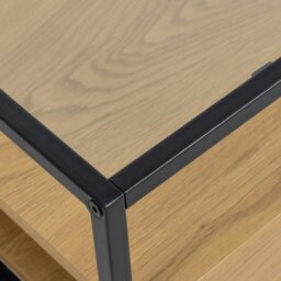 Rackhams Randolf Square Coffee Table with 2 Shelves in Black and Oak - 1 - Black and Natural - Brown - thumbnail 5