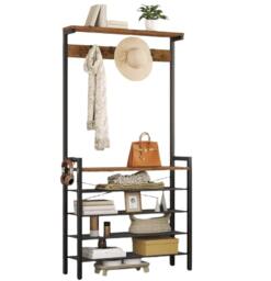 Rackhams Entryway Coat Rack Stand with Shoe Storage Shelves – Industrial Hallway Organiser - thumbnail 5