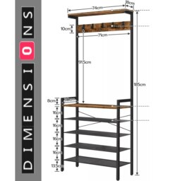 Rackhams Entryway Coat Rack Stand with Shoe Storage Shelves – Industrial Hallway Organiser - thumbnail 4