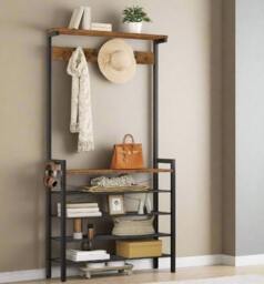 Rackhams Entryway Coat Rack Stand with Shoe Storage Shelves – Industrial Hallway Organiser - thumbnail 3