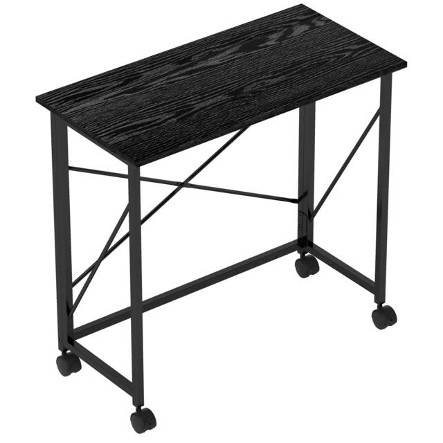 Rackhams 80 cm Folding Desk on Wheels - Black
